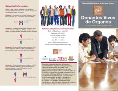 National Living Donor Assistance Center  Categorías Preferenciales NLDAC evalúa todas las solicitudes y les otorga una categoría preferencial en base a los ingresos del hogar del donante y del receptor del órgano.