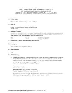 SCIO TOWNSHIP ZONING BOARD APPEALS 827 North Zeeb Road, Ann Arbor, Michigan[removed]MEETING MINUTES OF WEDNESDAY, November 21, [removed])