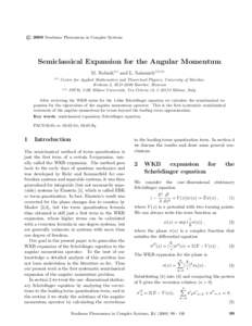 c 2000 Nonlinear Phenomena in Complex Systems ° Semiclassical Expansion for the Angular Momentum M. Robnik(∗) and L. Salasnich(∗)(+) (∗)
