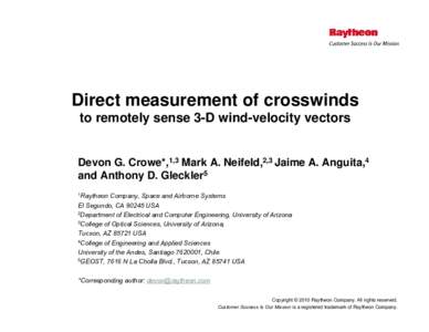 Direct measurement of crosswinds  to remotely sense 3-D wind-velocity vectors