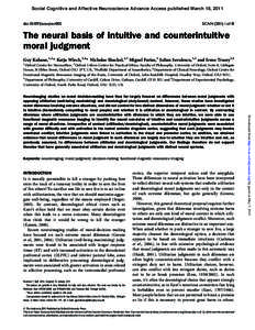 Social Cognitive and Affective Neuroscience Advance Access published March 18, 2011 doi:scan/nsr005 SCANof10  The neural basis of intuitive and counterintuitive