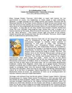India / Malayali people / Swathi Thirunal Rama Varma / Thiruvananthapuram / Travancore / Fellows of the Royal Asiatic Society / Swathi / University College Trivandrum / Thampi / Kerala / Kingdom of Travancore / Indian society