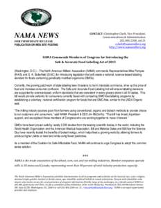 Microsoft Word - NAMA News Release-Safe & Accurate Food Labeling Act-March 2015.doc