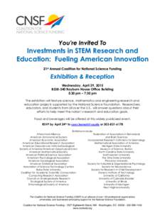 You’re Invited To  Investments in STEM Research and Education: Fueling American Innovation 21st Annual Coalition for National Science Funding