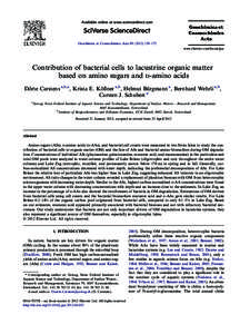 Available online at www.sciencedirect.com  Geochimica et Cosmochimica Acta[removed]–172 www.elsevier.com/locate/gca  Contribution of bacterial cells to lacustrine organic matter