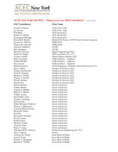 ACEC New York City PAC – Thank you to our 2016 Contributors!  as ofPAC Contributors