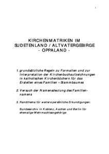 1  KIRCHENMATRIKEN IM SUDETENLAND / ALTVATERGEBIRGE - OPPALAND -