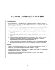 Intelligence / United States Intelligence Community / Central Intelligence Agency / Defense Intelligence Agency / National Intelligence Strategy of the United States of America / Military intelligence / Director of National Intelligence / Intelligence cycle management / United States intelligence budget / National security / Data collection / Government