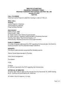 Minutes of the Proviso Township High School District No. 209 Financial Oversight Panel Meeting January 25, 2010