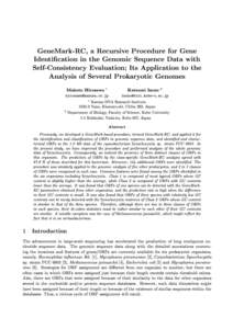 GeneMark-RC, a Recursive Procedure for Gene Identication in the Genomic Sequence Data with Self-Consistency Evaluation; Its Application to the Analysis of Several Prokaryotic Genomes Makoto Hirosawa 1