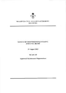 ⅣIALDIVES  CIVIL AVIAT10N AUTHORITY DIIALDIVES  NOTICE OF PROPOSED RULE PIAKING