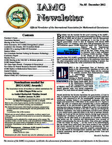 IAMG Newsletter No. 85 December[removed]Official Newsletter of the International Association for Mathematical Geosciences