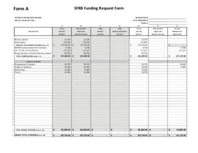 SFRB Funding Request Form  Form A STUDENT FEE REVIEW BOARD  DEPARTMENT