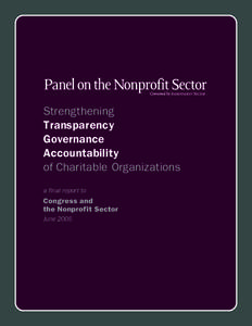 Strengthening Transparency Governance Accountability of Charitable Organizations a final report to
