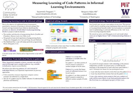 Measuring Learning of Code Patterns in Informal Learning Environments 1,2 Sayamindu Dasgupta 