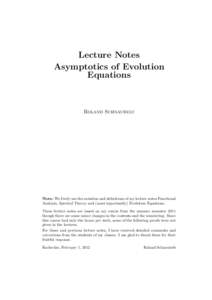 Lecture Notes Asymptotics of Evolution Equations Roland Schnaubelt