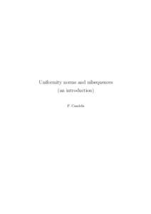 Uniformity norms and nilsequences (an introduction) P. Candela Contents 1 Introduction