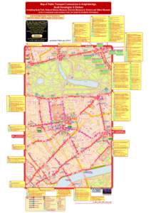 Map of Public Transport Connections in Knightsbridge, South Kensington & Chelsea including Hyde Park, Natural History Museum, Science Museum & Victoria and Albert Museum (click on bus/coach route numbers / train line lab