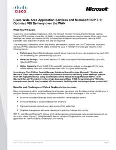 Cisco Wide Area Application Services and Microsoft RDP 7.1: Optimize VDI Delivery over the WAN