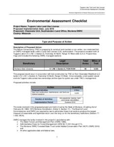 Tuppers Lake Trail Land Use License Environmental Assessment Checklist Montana Department of Natural Resources and Conservation Environmental Assessment Checklist Project Name: Tuppers Lake Land Use License