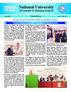 National University of Computer & Emerging Sciences Newsletter June 2014