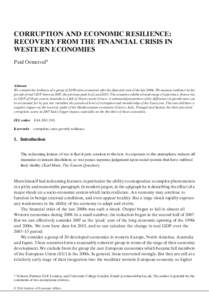 Corruption and economic resilience: recovery from the financial crisis in western economies