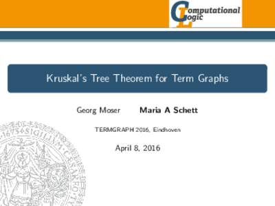 Kruskal’s Tree Theorem for Term Graphs Georg Moser Maria A Schett  TERMGRAPH 2016, Eindhoven