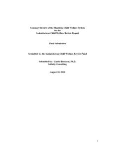Summary Review of the Manitoba Child Welfare System for the Saskatchewan Child Welfare Review Report Final Submission