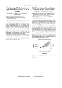 1498  Goldschmidt Conference Abstracts Partitionning of Pt-Re-Os between solid and liquid metal in the Fe-Ni-Si