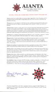 AIANTA American Indian Alaska Native Tourism Association NATIONAL TRAVEL AND TOURISM WEEK IN INDIAN COUNTRY PROCLAMATION