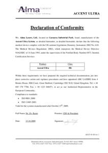 Microsoft Word - AULTDeclaration of Conformity.doc