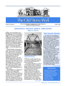 The Old Stone Wall Volume XI, Number 2 State of New Hampshire, Department of Cultural Resources Division of Historical Resources