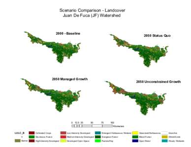 Scenario Comparison - Landcover Juan De Fuca (JF) WatershedBaselineStatus Quo