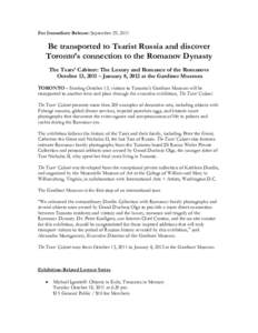 Microsoft Word - Tsars Cabinet Media Release_Sept 27 FINAL