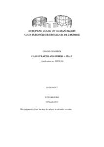GRAND CHAMBER CASE OF LAUTSI AND OTHERS v. ITALY (Application noJUDGMENT