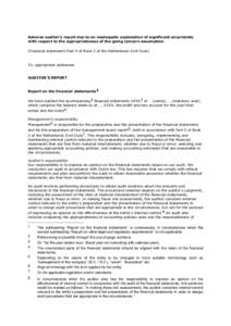 Adverse auditor’s report due to an inadequate explanation of significant uncertainty with respect to the appropriateness of the going concern assumption (Financial statements Part 9 of Book 2 of the Netherlands Civil C
