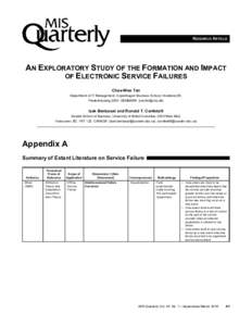 RESEARCH ARTICLE  AN EXPLORATORY STUDY OF THE FORMATION AND IMPACT OF ELECTRONIC SERVICE FAILURES Chee-Wee Tan Department of IT Management, Copenhagen Business School, Howitzvej 60,