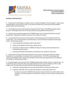 NM Small Business Assistance Program Presentation Guidelines 2018 Leveraged Projects Guidelines and Requirements
