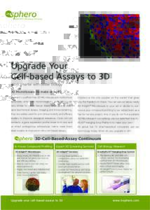 Upgrade Your Cell-based Assays to 3D Work smarter with better biology 3D Microtissues: to make or buy InSphero’s scaffold-free 3D Microtissues are multicellular