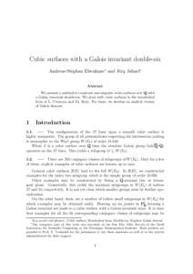Cubic surfaces with a Galois invariant double-six Andreas-Stephan Elsenhans∗ and J¨org Jahnel∗ Abstract Q