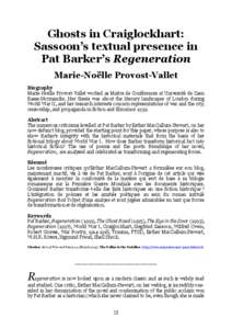 Ghosts in Craiglockhart: Sassoon’s textual presence in Pat Barker’s Regeneration