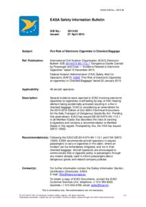 EASA SIB No.: EASA Safety Information Bulletin SIB No.: Issued: