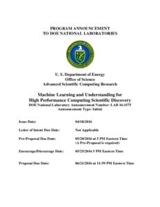 United States Department of Energy / Office of Science / Science and technology in the United States / United States Department of Energy national laboratories / Data management plan / PAMS / Exascale computing / Economy of the United States