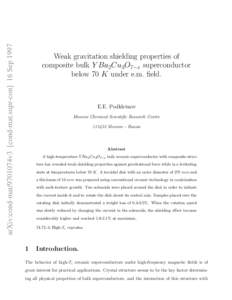 arXiv:cond-mat/9701074v3 [cond-mat.supr-con] 16 Sep[removed]Weak gravitation shielding properties of composite bulk Y Ba2Cu3O7−x superconductor below 70 K under e.m. field.