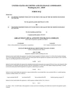 UNITED STATES SECURITIES AND EXCHANGE COMMISSION Washington, D.CFORM 10-Q (Mark One) QUARTERLY REPORT PURSUANT TO SECTION 13 OR 15(d) OF THE SECURITIES EXCHANGE ACT OF 1934