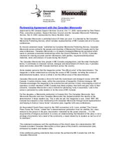 Microsoft Word - Partnership Agreement with the Canadian Mennonite.doc