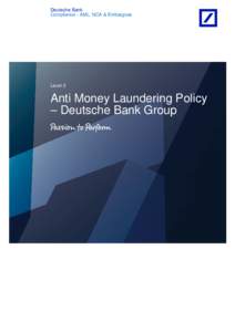Deutsche Bank Compliance - AML, NCA & Embargoes Level 2  Anti Money Laundering Policy