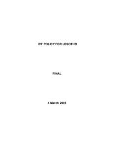 ICT POLICY FOR LESOTHO  FINAL 4 March 2005