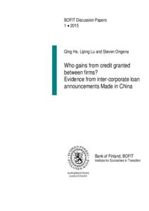 Who gains from credit granted between firms? Evidence from inter-corporate loan announcements Made in China