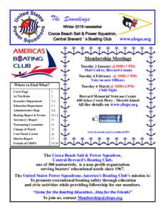 The Soundings Winter 2018 newsletter Cocoa Beach Sail & Power Squadron, Central Brevard ’ s Boating Club